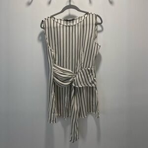 Zara Black and Cream Striped Top